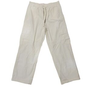 GAP Poplin Cargo Chino Sz XLT Utility Pockets White Wide Leg Adj 36x32